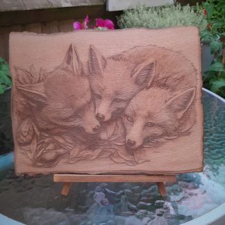 wooden baby foxes plaque - the perfect nature lovers gift